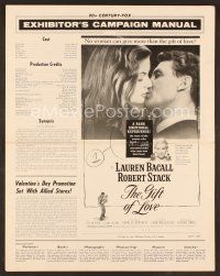 8s265 GIFT OF LOVE pressbook '58 great romantic close up art of Lauren Bacall & Robert Stack!