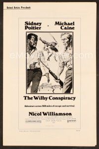 8s321 WILBY CONSPIRACY pressbook '75 art of Sidney Poitier with pistol & Michael Caine with rifle!
