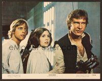 8t673 STAR WARS color 11x14 still '77 George Lucas, Harrison Ford, Mark Hamill & Carrie Fisher!