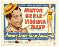 8t031 ALWAYS LEAVE THEM LAUGHING TC '49 close up of Milton Berle & full-length Virginia Mayo!