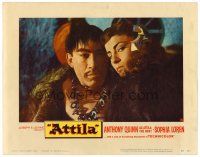 8t173 ATTILA LC #8 '58 close up of Anthony Quinn as The Hun & Irene Papas!
