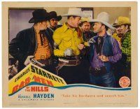 8t179 BAD MEN OF THE HILLS LC '42 Charles Starrett is disarmed by a gang of bad men!