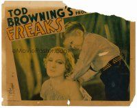 8t002 FREAKS LC '32 Tod Browning classic, Harry Earles gives Baclanova as sensuous back rub!