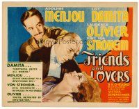 8t011 FRIENDS & LOVERS TC '30 Adolphe Menjou stopping Erich von Stroheim from hurting Lily Damita!