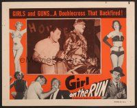 8t344 GIRL ON THE RUN LC '53 wacky image of man with gun behind clown dummy!