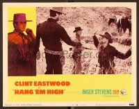 8t368 HANG 'EM HIGH LC #8 '68 great close up of Clint Eastwood pointing gun at kneeling bad guy!