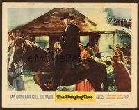 8t369 HANGING TREE LC #1 '59 close up of Gary Cooper on horseback by burning restaurant!