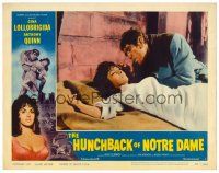 8t392 HUNCHBACK OF NOTRE DAME LC #1 '57 Anthony Quinn as Quasimodo over sexy Gina Lollobrigida!