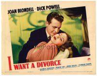8t395 I WANT A DIVORCE LC '40 romantic close up of Dick Powell & sexy Gloria Dickson!