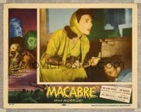 8t469 MACABRE LC #1 '58 William Castle. Christine White crouching by unconscious man!