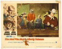 8t484 MAN WHO SHOT LIBERTY VALANCE LC #6 '62 Strother Martin, Lee Van Cleef & John Wayne at bar!