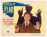 8t498 MINISTRY OF FEAR LC #6 '44 Fritz Lang, best c/u of Ray Milland with gun holding his hands up!