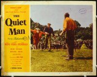 8t582 QUIET MAN LC #4 '51 John Wayne humiliates Maureen O'Hara returning her to Victor McLaglen
