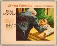 8t592 REAR WINDOW LC #3 '54 Alfred Hitchcock, Raymond Burr pushes Jimmy Stewart out of window!