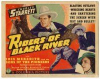 8t095 RIDERS OF BLACK RIVER TC '39 cowboy Charles Starrett blasting outlaws & wrecking hearts!