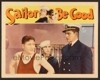 8t616 SAILOR BE GOOD LC '33 tall officer stares down at Jack Oakie in exercise room!