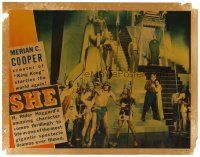 8t009 SHE LC '35 great image of top stars standing on stairs of elaborate set!