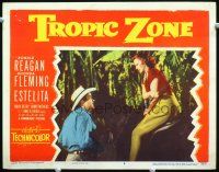 8t744 TROPIC ZONE LC #8 '53 redhead Rhonda Fleming on horse threatens man with her riding crop!