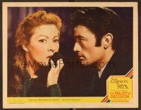 8t754 VALLEY OF DECISION LC #2 '45 close up of shocked Greer Garson & handsome Gregory Peck!