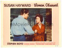 8t789 WOMAN OBSESSED LC #3 '59 close up of Stephen Boyd grabbing Susan Hayward!