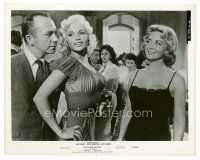8w430 KISS THEM FOR ME 8x10 still '57 sexy Jayne Mansfield between Suzy Parker & Ray Walston!