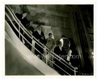 8w456 LOVE ME FOREVER candid 8x10 still '35 Grace Moore & top cast standing on staircase on set!