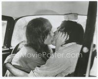 8w699 TWO-LANE BLACKTOP 7.5x9.25 still '71 hitchhiker Laurie Bird kisses James Taylor inside car!