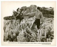 8w731 WUTHERING HEIGHTS 8x10 still R44 Laurence Olivier fills Merle Oberon's arms with heather!