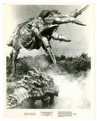 8w732 YOG: MONSTER FROM SPACE 8x10 still '71 Gamine the giant crab attacks Kameba the turtle!