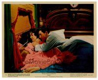 8w025 GIANT color 8x10 still #12 '56 Elizabeth Taylor & Rock Hudson look out window on train in bed!