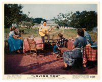 8w036 LOVING YOU color 8x10 still '57 Elvis Presley plays guitar for people sitting at tables!