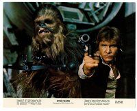 8w054 STAR WARS 8x10 mini LC '77 George Lucas classic, close up of Harrison Ford & Chewbacca!