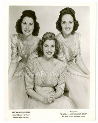 8x009 ANDREWS SISTERS 8x10.25 publicity still '40s smiling c/u of LaVerne, Maxine & Patty by Bruno!