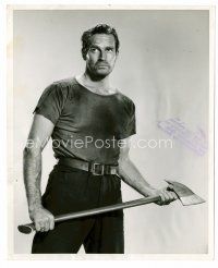 8x062 CHARLTON HESTON 8x10 still '59 close up holding axe from The Wreck of the Mary Deare!
