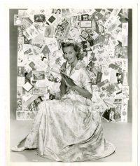8x087 DINA MERRILL 8x10 still '60 posed portrait sitting in front of Christmas card background!