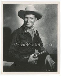 8x162 GENE AUTRY 8x10 still '49 seated smiling cowboy portrait holding his revolver by Crosby!