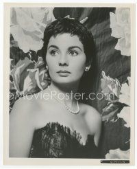 8x234 JEAN SIMMONS 8x10 still '63 the beautiful brunette wearing black lace top & pearl necklace!