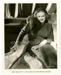 8x246 JOAN BENNETT 8x10 still '37 in velvety wool coat trimmed with blue fox from Vogues of 1938!