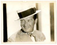 8x389 MAURICE CHEVALIER 8x10 still '30s great smiling portrait in his trademark straw hat!