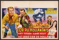 8y446 BADLANDERS Belgian '58 cool art of Alan Ladd, Ernest Borgnine and shackled fist w/chain!