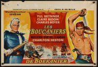 8y457 BUCCANEER Belgian '60 art of Yul Brynner, Charlton Heston, directed by Anthony Quinn!