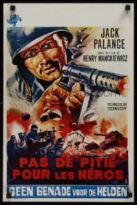 8y458 BULLET FOR ROMMEL Belgian '69 cool close up art of Jack Palance with machine gun!