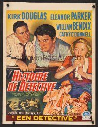 8y467 DETECTIVE STORY Belgian '51 William Wyler, different art of Kirk Douglas, Eleanor Parker!