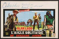 8y469 DRUM BEAT Belgian '54 cool art of Alan Ladd on horseback, directed by Delmer Daves!