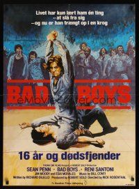 8y211 BAD BOYS Danish '83 Javack artwork of tough teen Sean Penn in prison!