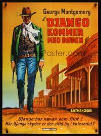 8y244 DJANGO THE CONDEMNED Danish '65 cool artwork of George Montgomery with two pistols!
