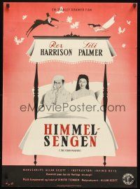 8y259 FOUR POSTER Danish '53 art of Rex Harrison & Lilli Palmer together in bed!