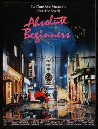 8y028 ABSOLUTE BEGINNERS French 23x32 '86 David Bowie stars, cool image of city streets!
