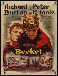 8y031 BECKET French 23x32 '64 Richard Burton in the title role, Peter O'Toole, Landi artwork!