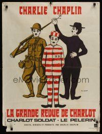 8y038 CHAPLIN REVUE French 23x32 R73 Charlie comedy compilation, great artwork by Leo Kouper!